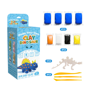 Kit d'arts et d'artisanat en argile dinosaure - Argile auto-durcissante non toxique, 1 squelette de dinosaure et 1 ensemble d'outils en argile, activité créative DIY pour garçons et filles - Product Image 2