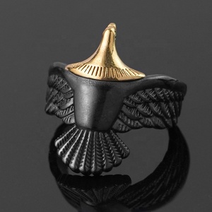 Parures de bijoux en acier inoxydable avec breloques motifs animaux Aigle, bracelets et bagues plaqués or noir de Guangzhou - Product Image 5