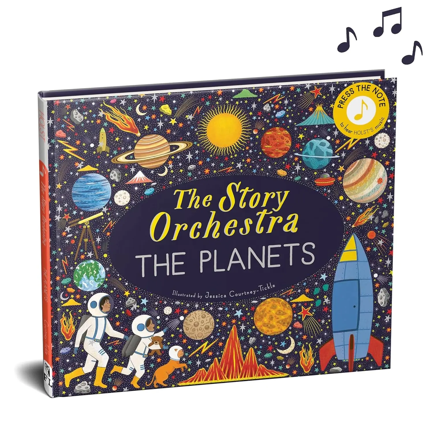 ストーリーオーケストラ惑星メモを押して、ホルストの音楽子供向け音楽本を歌で聞く