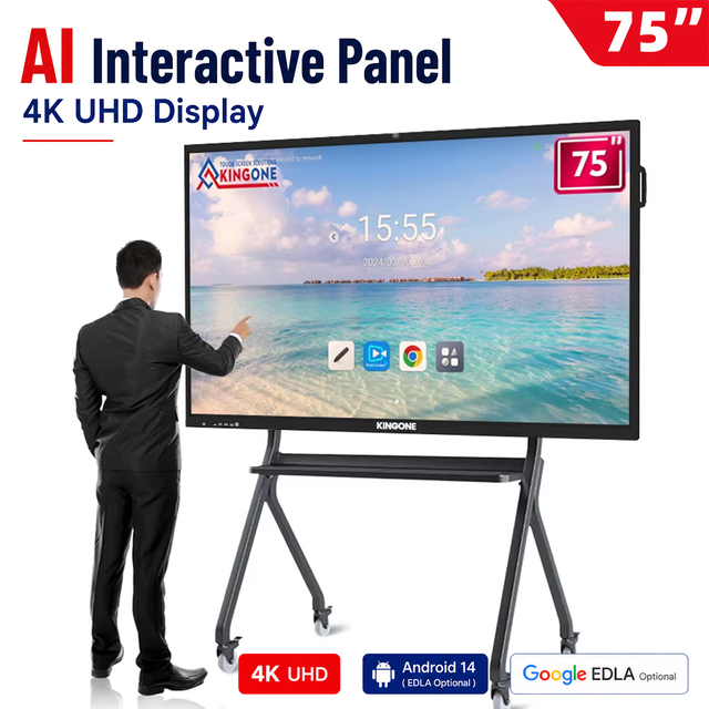 KINGONE LCD Writing 65 75 86 Inch Touch Screen Smart Board Digital Whiteboard Interactive Flat Panel for Meeting
