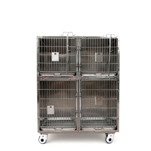 Équipement Vétérinaire Cage pour Chien 4 Portes en Acier Inoxydable 304 avec Pieds Antidérapants, Conception Robuste, Écologique et Intérieur Spacieux - Product Image 1