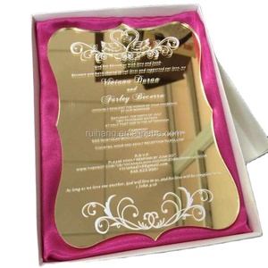 2016 elegante di nuovo stile di lusso in oro acrilico taglio laser carta dell'invito di cerimonia nuziale, farfalla carta dell'invito di cerimonia nuziale - Product Image 1