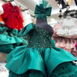 Abito speciale per le occasioni da bambina con grande fiocco abito da principessa con gonna lunga <span class=keywords><strong>in</strong></span> <span class=keywords><strong>Tulle</strong></span> e paillettes per festa di compleanno - Product Image 3