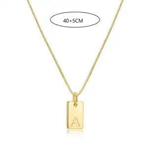 Chain Jewellery Geometric Brass 26 Letters Pendants 14K Gold Plated Jewelry Women Men Necklace