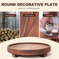 Plateau décoratif rond en bois rustique, support en bois pour comptoir de salle de bain style ferme, pour savon, parfum, bougie et plantes en pot
