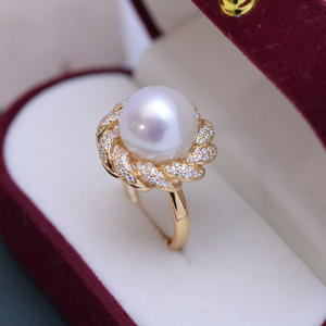 Bague en argent S925 avec perle d'eau douce Edison 12-13 mm, forte luminosité, légère imperfection, décoration artisanale en forme de beignets frits par Zhuji - Product Image 2