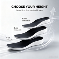 Solette Traspiranti a 4 Strati per Scarpe con Rialzo, Cuscinetti in Gel per Tallone Uomo Donna, fino a 8 cm, Antiscivolo, Invisibili, per Uso Quotidiano