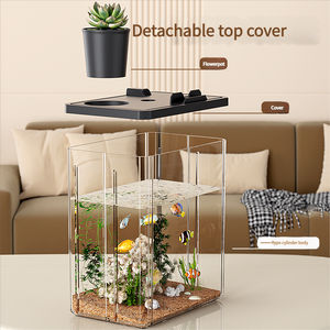 Premium Klein Acryl <span class=keywords><strong>Aquarium</strong></span>-Ultra Heldere Rechthoekige Mini Bowl, Duurzaam Lekvrij Desktop <span class=keywords><strong>Aquarium</strong></span> Voor Thuis, Kantoor, Cadeau - Product Image 6