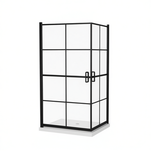 Mampara de Ducha Negra ESG de 45.7x55.1 Pulgadas con Marco, Puerta con Bisagras de Vidrio Templado, Puertas de Ducha Rectangulares para Baño - Product Image 1