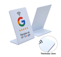 Carte de table de restaurant personnalisée OEM, imprimée, 13,56 MHz, NFC, résistante à l'eau, en PVC, avec étiquette RFID, code-barres, avis sur les réseaux sociaux, menu