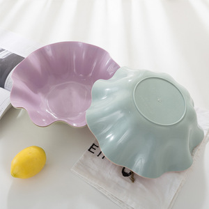 Lotus Leaf Shaped Fruit Plate Plastic Large Size Simple Style Home Snack Bowl For Fruits Vegetables Candy Sunflower Seeds - Product Image 4