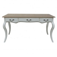Escritorio Ejecutivo de Madera Maciza Estilo Francés Antiguo para Oficina en Casa, con Patas Curvas Talladas a Mano, 150x75x78cm, Personalizable HL315