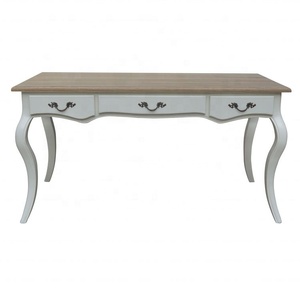 Massive Eiche Antik Holz Französisch Executive Home Office Schreibtisch mit hand geschnitzten gebogenen Beinen HL315 - Product Image 5