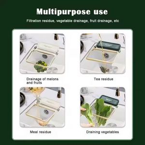 Égouttoir pliable en métal pour évier, filtre à déchets jetable, sac en filet, gadgets de cuisine - Product Image 4