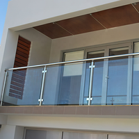 12mm verre trempé garde-corps balcon Plan 304ss support poste salle de bain porche balustres garde-corps en verre escaliers à l'intérieur 40 pouces colonne