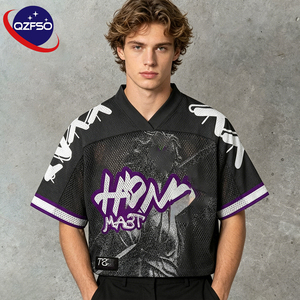 QZFSO Custom Hip Hop Vintage Sublimation Soccer T Shirt American Football Uniform <b>Top</b> <b>Rhinestone</b> <b>Mesh</b> Fabric Rugby Sport Jersey - Product Image 1