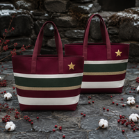 Sac en toile de Noël en coton lavable pour articles saisonniers, idéal pour les commandes en gros, avec un stock important et un design festif personnalisé