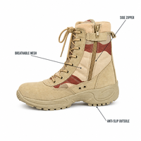 Bottes tactiques pour hommes, direct usine, hautes, résistantes à l'hiver, en caoutchouc et maille, pour la randonnée, à lacets et fermeture éclair, légères pour l'été