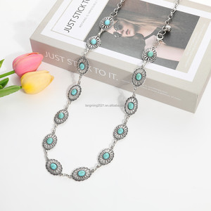 Bayanlar için ayarlanabilir Metal bel zincir kemer kadınlar için Cowgirl batı tarzı elbiseler ve kot-bel linkler zincir kemer s - Product Image 4