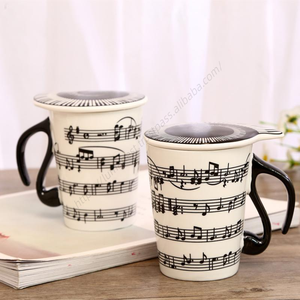 Taza de Cerámica con Notas Musicales Z633, Taza de Porcelana con Teclado de Piano, para Café, con Tapa, para Regalo, Venta al Por Mayor - Product Image 3