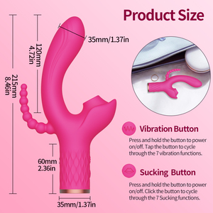 Massaggiatore 3 in 1 con Vibrazione e Suzione, Stimolatore Clitorideo a Doppio Motore, Bacchetta Vibrante, Dildo Vibratore per Donne, Giocattoli Sessuali per Adulti - Product Image 5