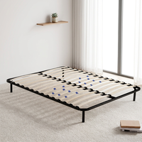Sommier double en métal anti-humidité avec lattes multicouches en contreplaqué, base de lit pour matelas sec, idéal pour les zones côtières