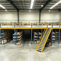 Étagère de mezzanine à 3 niveaux réglable et personnalisable HONGXIN, en acier laminé à froid, sans boulons, résistant à la corrosion, avec revêtement en poudre