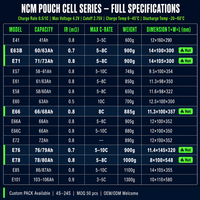 Baterai Isi Ulang TPENERGY E63 3.7V 5C High Rate NMC Lithium Ion Pouch Cell Soft Pack untuk Sepeda Listrik, Sepeda Motor