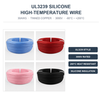 Fil de silicone toronné UL3239 AWG30 3000V haute température, cuivre étamé, pour applications automobiles, électroniques, crochets, appareils électroménagers et LED, MOQ 305m