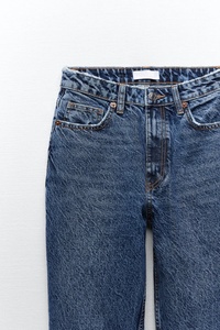 하이 퀄리티 기본 캐주얼 스트레이트 스타일 여성의 청바지 허리 도매에 로고 통기성 데님 중국에서 - Product Image 6