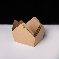 Boîte à lunch en papier kraft pliable jetable pour vente en gros, conteneur bento à emporter, avec logo OEM personnalisé, biodégradable, écologique, en vrac