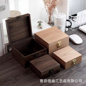 Caja de almacenamiento de joyas de madera cuadrada con tapa abatible, tamaño personalizable para empaques de regalo y organizadores - Product Image 2