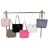 Nouveaux sacs fourre-tout en feutre non tissé à motif de dessin animé carré pour femme, fermeture éclair en peluche d'hiver, grande capacité, impression numérique