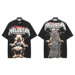 240 Trono De Calavera Maglietta di <span class=keywords><strong>Moda</strong></span> a Doppia Faccia con Fiamme e Fulmini - Product Image 1