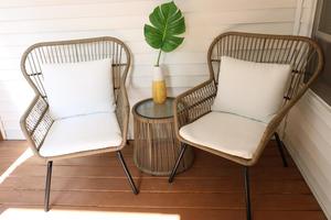 Ensemble de bistrot en osier 3 pièces, ensemble de Patio de jardin, ensemble de chat en rotin, meubles d'extérieur avec coussins, emballage de commande postale, serpillière <span class=keywords><strong>KD</strong></span> - Product Image 4