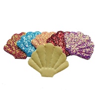 Applique 3D rembourrée en forme de coquille, à coudre, avec paillettes brillantes, multicolores, pour bricolage