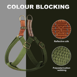 Pettorina per Cani Stile Vintage Senza Strappi, Colore Personalizzabile, Nylon Simil-Cotone, Fibbia in Lega Incisa, Regolabile per Cani Piccoli e Medi - Product Image 3
