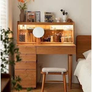 Table de toilette moderne et minimaliste <span class=keywords><strong>en</strong></span> bois de cerisier massif avec éclairage intégré - Product Image 2