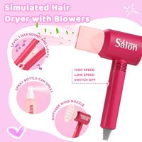 Ensemble de maquillage pour enfants en plastique, jeu de simulation, cadeau pour fille, ensemble de salon de beauté avec sèche-cheveux électrique, coiffeuse, kit de coiffure pour filles