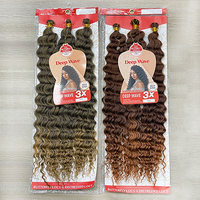 Extensions de cheveux au crochet Deep Wave Ocean Wave, 3 pièces pour tresses bohèmes, extensions de cheveux noirs naturels ondulés et mouillés