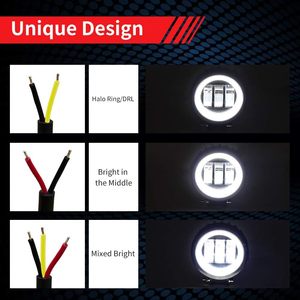 Projecteur de phare de moto 30W <span class=keywords><strong>3</strong></span> pouces avec œil d'ange blanc pour conduite de scooter lumière du jour pour camion RV SUV Offroad - Product Image 5