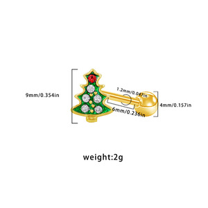 Pendientes de acero inoxidable con diseño de lazo de árbol de Navidad, bastón de caramelo y acebo, joyería para el cartílago de la oreja, accesorios de moda para fiestas - Product Image 3