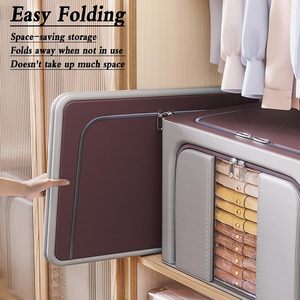 Boîte de rangement pliable en tissu avec cadre en acier pour vêtements, paniers, sacs de rangement pour literie - Product Image 4