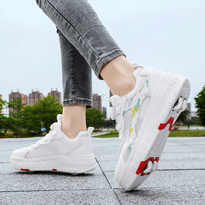 Kids Roller Shoes With Two Wheels Detachable Outdoor Sport Sneakers Size 28-41 Mesh Lining TPU Outsole - Product Image 3