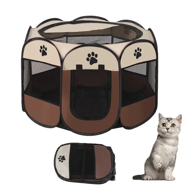 Popular Folding Pet Cat Playpen Pop Open Puppy Kennel Cat Breeding Cage Mesh Esgrima Para Cães Cat Show Exhibition Kennel