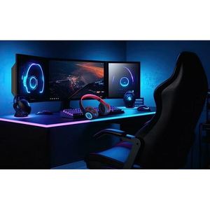 SC ECOMMERCE Auricolari Wireless con Esterno Nero e Interno Rosso, Luci RGB per Musica e Giochi Immersivi, Dispositivo Indossabile Intelligente - Product Image 5