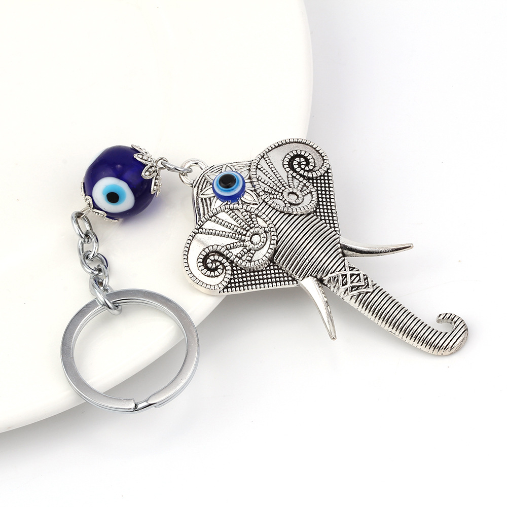 Брелок для ключей «Счастливый голубой глаз», подвеска в виде слона, брелок с кисточкой из сплава, бижутерия в подарок