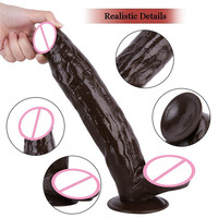 Large sangle portable souple en silicone réaliste noir sur godes pour hommes femmes12 pouces avec ceinture
