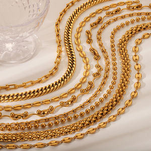 Collier Chaîne Hip Hop en Acier Inoxydable Plaqué <span class=keywords><strong>Or</strong></span> 18K, Maillons Épais Faits à la Main, Perles et Grains <span class=keywords><strong>de</strong></span> <span class=keywords><strong>Café</strong></span> Cubains - Product Image 2