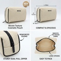 Pochette de maquillage en coton tissé avec logo personnalisé, écologique, avec fermeture éclair, pour voyage, trousse de toilette, organiseur de rangement pour femmes
